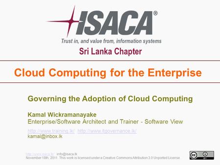 Cloud Computing for the Enterprise  November 18th, 2011. This work is licensed under a Creative Commons.