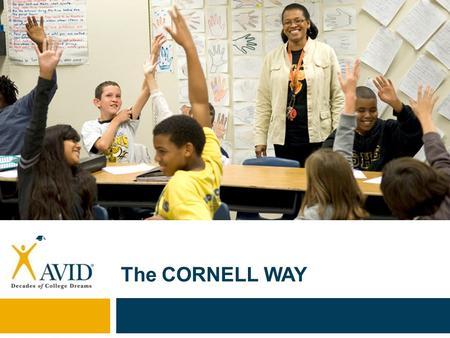 The CORNELL WAY. 2 Take 5 Why do we teach structured note-taking in AVID? Individually list your thoughts Now as a table group, come up with your top.