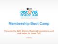 Membership Boot Camp Presented by Beth Chitnis, Meeting Expectations, and Judi Holler, St. Louis CVC 9-18-14.