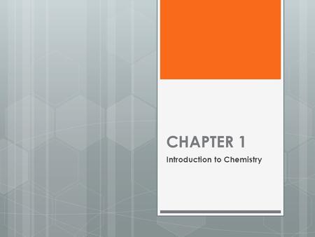 CHAPTER 1 Introduction to Chemistry. Chemistry is…  The study of the composition of matter and the changes that matter undergoes.