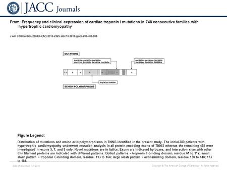 Date of download: 7/7/2016 Copyright © The American College of Cardiology. All rights reserved. From: Frequency and clinical expression of cardiac troponin.