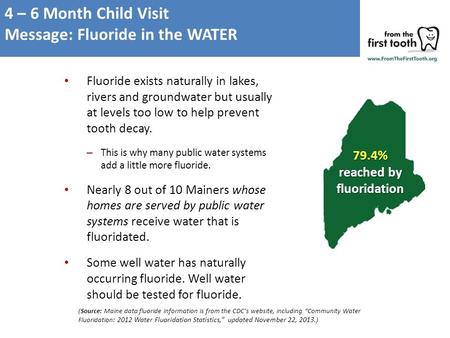 Fluoride exists naturally in lakes, rivers and groundwater but usually at levels too low to help prevent tooth decay. – This is why many public water systems.