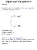 Welcome! You will be asked to choose between two risky prospects. An example of a (risky) prospect: €8 ⅔ ⅓ €10 This prospect gives: €10 with probability.