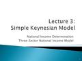 Lecture 3: Simple Keynesian Model