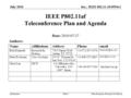 Doc.: IEEE 802.11-10/0954r1 Submission July 2010 Rich Kennedy, Research In MotionSlide 1 IEEE P802.11af Teleconference Plan and Agenda Date: 2010-07-27.