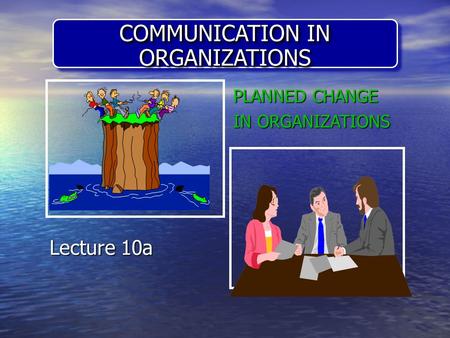 COMMUNICATION IN ORGANIZATIONS Lecture 10a PLANNED CHANGE IN ORGANIZATIONS.