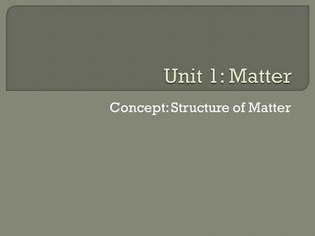 Concept: Structure of Matter. Bell Work 09/19/2012 Write question and answer. Can you chemically break down an atom? Why or why not? Too much energy is.