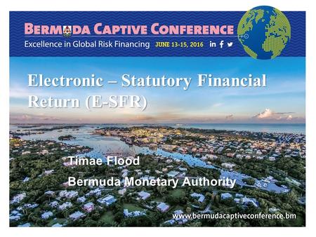 Electronic – Statutory Financial Return (E-SFR) Timae Flood Bermuda Monetary Authority.