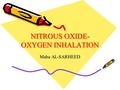 NITROUS OXIDE- OXYGEN INHALATION Maha AL-SARHEED.