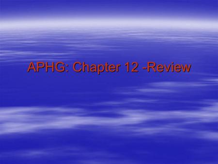 APHG: Chapter 12 -Review. What is a market center for the exchange of services by people attracted from the surrounding area.