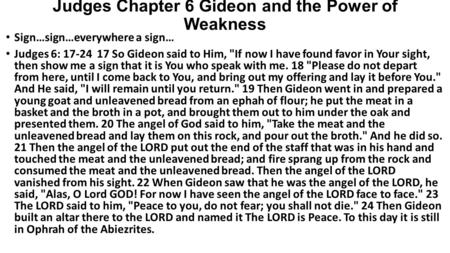 Judges Chapter 6 Gideon and the Power of Weakness