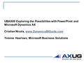 UBAX09 Exploring the Possibilites with PowerPivot and Microsoft Dynamics AX Cristian Nicola, www.DynamicsBIGuide.comwww.DynamicsBIGuide.com Yvonne Haarloev,