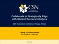 Collaborate to Strategically Align with Student Success Initiatives 2016 Innovations Conference, Chicago, Illinois March 2016 College of Southern Nevada.