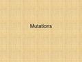 Mutations. SB2 d Describe the relationships between changes in DNA & potential appearance of new traits including: –Alterations during replication Insertions.