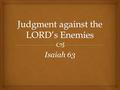 Isaiah 63. Isaiah 61:2 “To proclaim the acceptable year of the LORD, And the day of vengeance of our God; To comfort all who mourn,” Isaiah 63:4 “For.