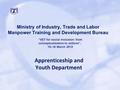 Ministry of Industry, Trade and Labor Manpower Training and Development Bureau Apprenticeship and Youth Department “VET for social inclusion: from conceptualization.