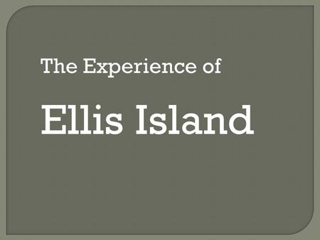 The Experience of Ellis Island The Arrival Baggage Room.