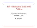 SF6 contamination by air in the Pelletron Recycler Departmental Meeting November 5, 2008 A. Shemyakin.