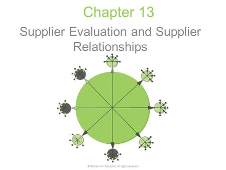 Chapter 13 Supplier Evaluation and Supplier Relationships ©McGraw-Hill Education. All rights reserved.