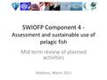 SWIOFP Component 4 - Assessment and sustainable use of pelagic fish Mid term review of planned activities Maldives, March 2011.