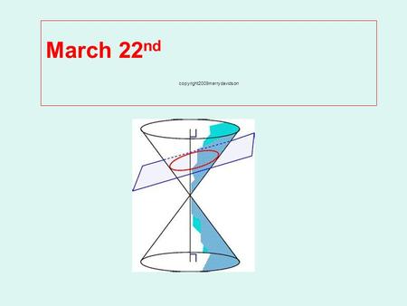 March 22 nd copyright2009merrydavidson. Horizontal Ellipse An ellipse is the set of all points for which the sum of the distances at 2 fixed points is.