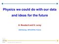 - Sylvie Leray – FIRST coll. Meeting, Nov, 2011 - 1 Physics we could do with our data and ideas for the future A. Boudard and S. Leray CEA/Saclay, IRFU/SPhN,