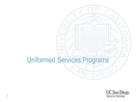 1 Uniformed Services Programs. 2 Who are Active Duty Service Members? An active Duty Service Member (ADSM) from any of the seven branches of Armed forces.