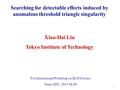 Xiao-Hai Liu Tokyo Institute of Technology Searching for detectable effects induced by anomalous threshold triangle singularity For International Workshop.