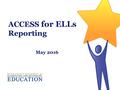 ACCESS for ELLs Reporting May 2016. Interpreting and Using ACCESS for ELLs Scores Massachusetts Department of Elementary and Secondary Education 2.