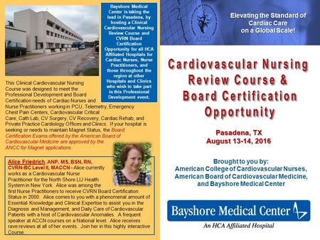 Cardiovascular Nursing Review Course & Board Certification Opportunity