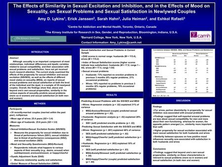 The Effects of Similarity in Sexual Excitation and Inhibition, and in the Effects of Mood on Sexuality, on Sexual Problems and Sexual Satisfaction in Newlywed.