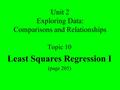 Unit 2 Exploring Data: Comparisons and Relationships Topic 10 Least Squares Regression I (page 205)