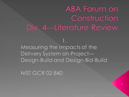 1. Stephen R. Thomas Candace L. Macken Tae Hwan Chung Inho Kim Construction Industry Institute Funded by NIST 2.