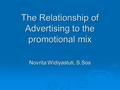 The Relationship of Advertising to the promotional mix Novrita Widiyastuti, S.Sos.