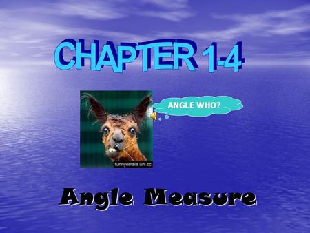 Angle Measure ANGLE WHO? Standard/Objectives: Performance Standard: Solve problems involving complementary, supplementary and congruent angles. Objectives: