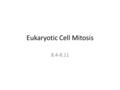 Eukaryotic Cell Mitosis 8.4-8.11. I.CHROMOSOME DUPLICATION.