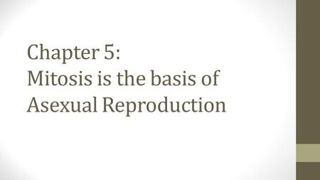 Chapter 5: Mitosis is the basis of Asexual Reproduction.