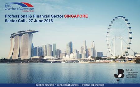 Building networks connecting business creating opportunities Professional & Financial Sector SINGAPORE Sector Call - 27 June 2016.