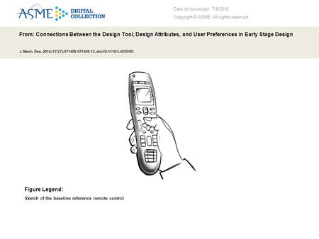 Date of download: 7/8/2016 Copyright © ASME. All rights reserved. From: Connections Between the Design Tool, Design Attributes, and User Preferences in.