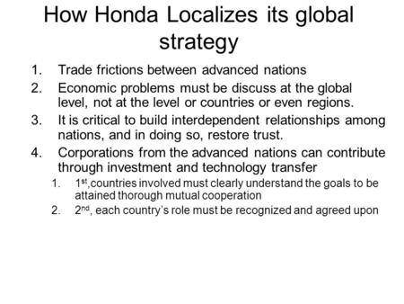 How Honda Localizes its global strategy