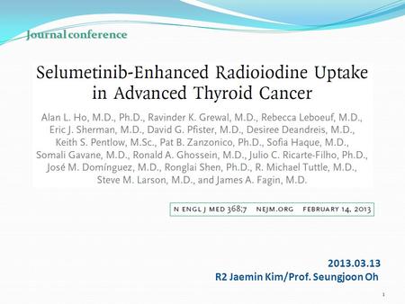 2013.03.13 R2 Jaemin Kim/Prof. Seungjoon Oh Journal conference 1.