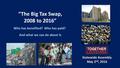 “The Big Tax Swap, 2008 to 2016” Who has benefited? Who has paid? And what we can do about it. Statewide Assembly May 2 nd, 2016.