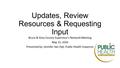 Updates, Review Resources & Requesting Input Bruce & Grey County Supervisor's Network Meeting May 31, 2016 Presented by: Jennifer Van Dyk, Public Health.