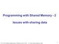 1 Programming with Shared Memory - 2 Issues with sharing data ITCS 4145 Parallel Programming B. Wilkinson Jan 22, 2016 3.1_Prog_Shared_Memory_II.ppt.