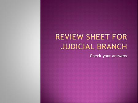 Check your answers. 1. Remand: To send a case back to a lower court for a retrial. 2. Brief: a summary of what an attorney plans to say before the Supreme.