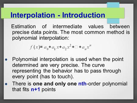 Interpolation - Introduction