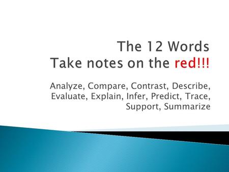 The 12 Words Take notes on the red!!!