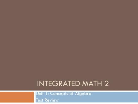 Unit 1: Concepts of Algebra Test Review