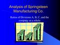 Analysis of Springsteen Manufacturing Co. Ratios of Divisions A, B, C, and the company as a whole.