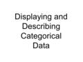 Displaying and Describing Categorical Data. The Three Rules of Data Analysis 1) Make a picture. 2) Make a picture. 3) Make a picture.